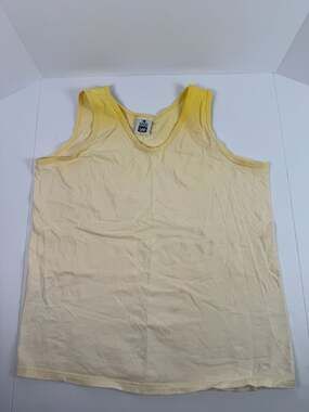 Vintage Lee Heavyweight Cotton Tank Top, Pale Yellow, Made in USA, Men's Large